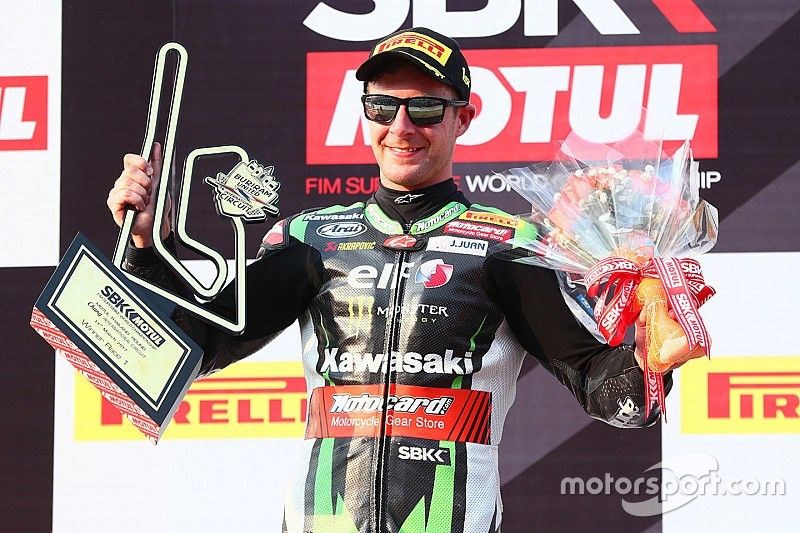 Podio: ganador de la carrera Jonathan Rea, Kawasaki Racing