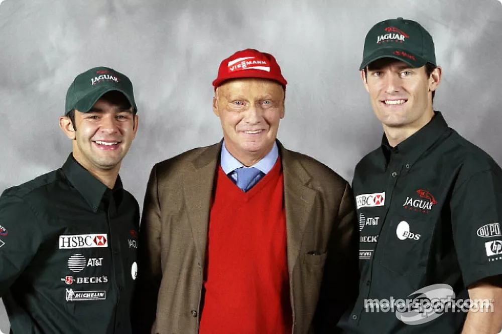 Antonio Pizzonia, Niki Lauda and Mark Webber