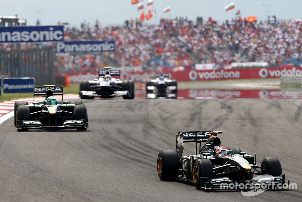 Jarno Trulli, Lotus F1 Team, leads Heikki Kovalainen, Lotus F1 Team