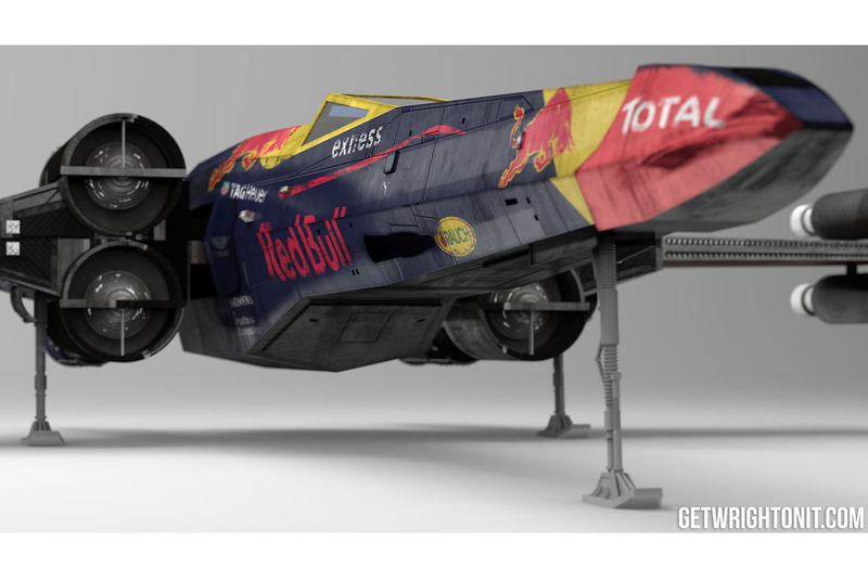 Star Wars X-Wing con la decoración de Red Bull Racing