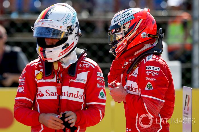 Sebastian Vettel, Ferrari, y Kimi Raikkonen, Ferrari
