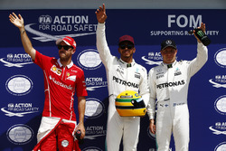 Top 3 Qualifiche: il poleman Lewis Hamilton, Mercedes AMG F1, il secondo classificato Sebastian Vett