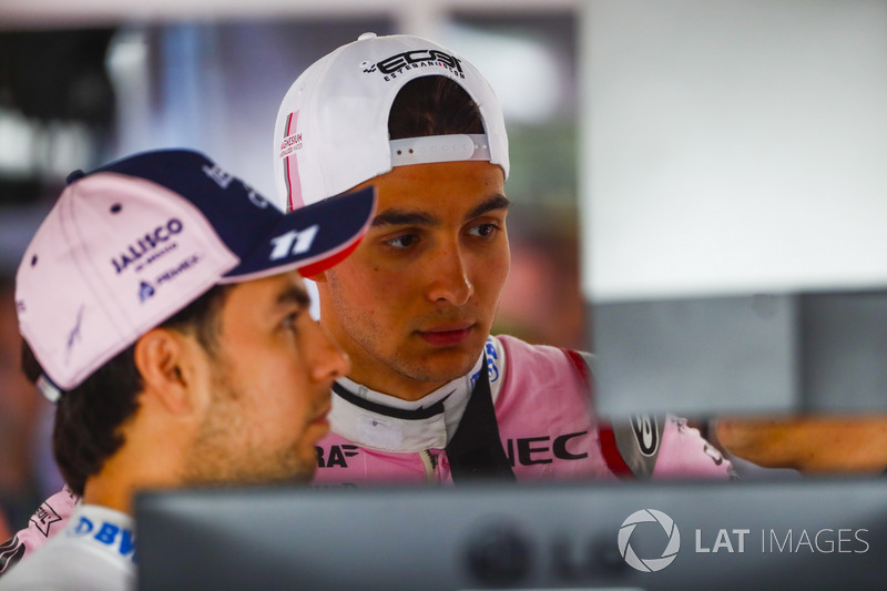 Sergio Perez, Force India y Esteban Ocon, Force India