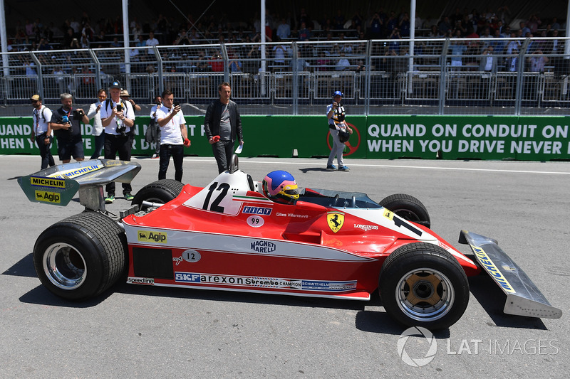 Jacques Villeneuve, guida la Ferrari 312T3 1978 del padre, vincitrice in Canada