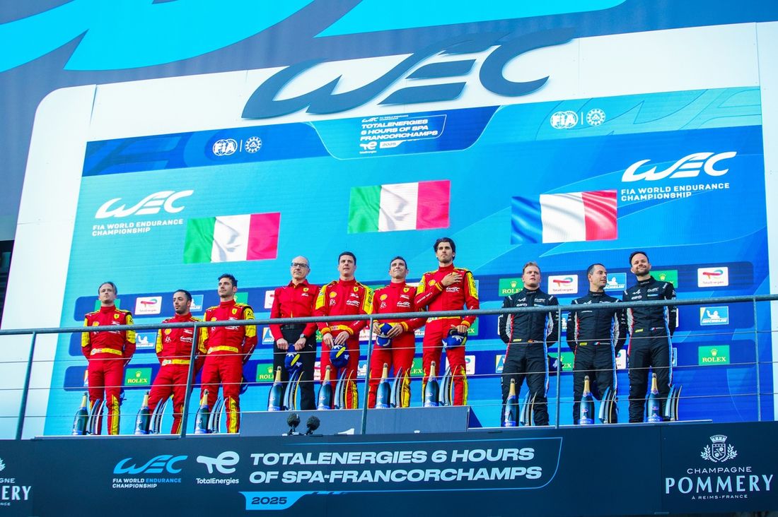 Podium: Zwycięzca wyścigu #51 Ferrari AF Corse Ferrari 499P: Alessandro Pier Guidi, James Calado, Antonio Giovinazzi, drugie miejsce #50 Ferrari AF Corse Ferrari 499P: Antonio Fuoco, Miguel Molina, Nicklas Nielsen, trzecie miejsce #36 Alpine Endurance Tea