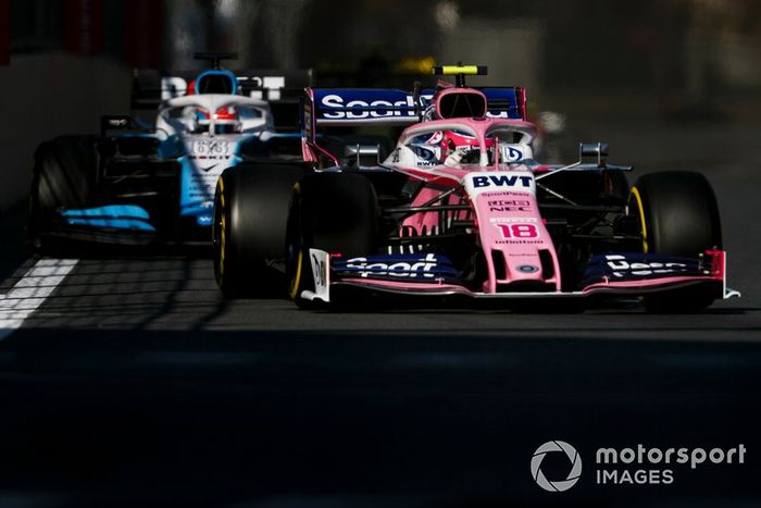 Lance Stroll, Racing Point RP19, George Russell, Williams Racing FW42