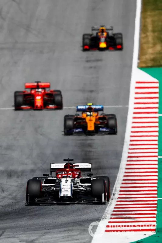 Kimi Raikkonen, Alfa Romeo Racing C38, Lando Norris, McLaren MCL34, Sebastian Vettel, Ferrari SF90, Y Max Verstappen, Red Bull Racing RB15