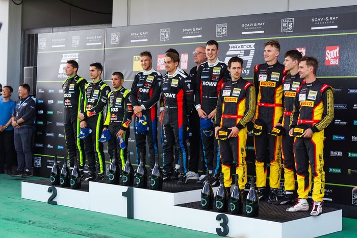 Podium: Race winner #98 Rowe Racing BMW M4 GT3 EVO: Augusto Farfus, Jesse Krohn, Raffaele Marciello, Kelvin van der Linde, second place #911 Manthey EMA Porsche 911 GT3 R (992): Kevin Estre, Ayhancan Gu?ven, Thomas Preining, Patrick Pilet, third place #54
