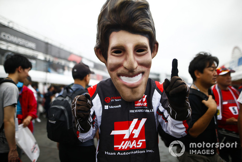 Una caricatura de Romain Grosjean, Haas F1 Team