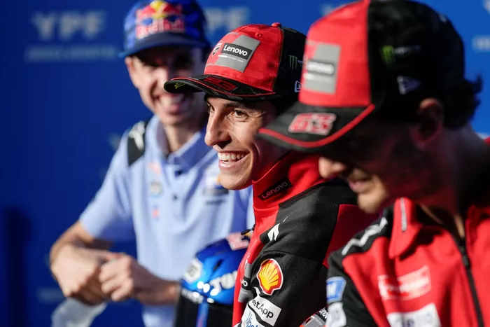 Marc Marquez, Ducati Team, Francesco Bagnaia, Ducati Team, Alex Marquez, Gresini Racing