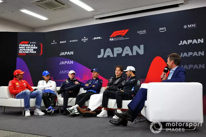 Conférence de presse, Carlos Sainz, Scuderia Ferrari, Yuki Tsunoda, Visa Cash App RB F1 Team, Max Verstappen, Red Bull Racing, Alex Albon, Williams Racing, George Russell, Mercedes-AMG F1 Team, Pierre Gasly, Alpine F1 Team 