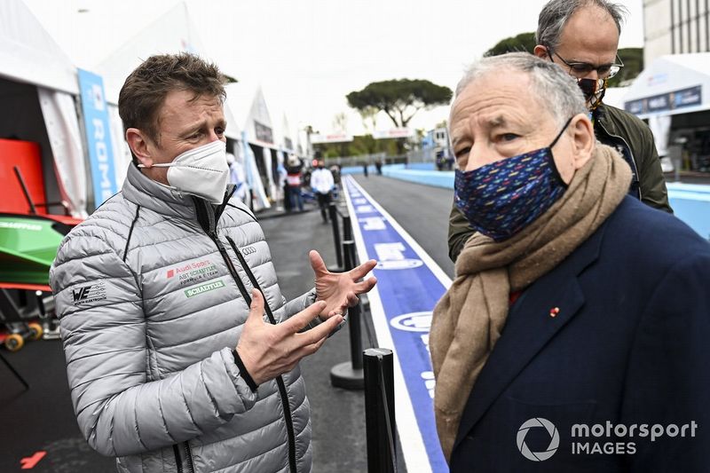Allan McNish, Team Principal, Audi Sport ABT Schaeffler, con Jean Todt, presidente de la FIA