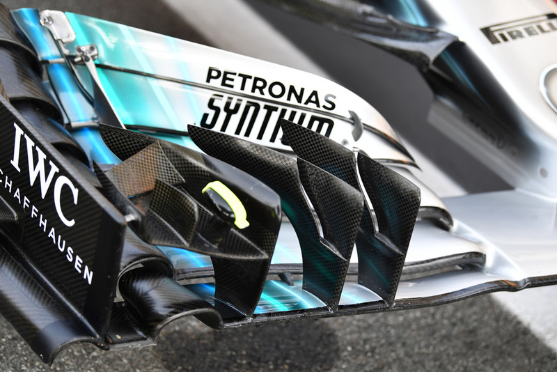 Mercedes AMG F1 W09 detalle del alerón delantero