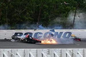 Crash : Robert Wickens, Schmidt Peterson Motorsports Honda, James Hinchcliffe, Schmidt Peterson Motorsports Honda, Ryan Hunter-Reay, Andretti Autosport Honda, Pietro Fittipaldi, Dale Coyne Racing Honda 