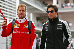 Sebastian Vettel, Ferrari con Sergio Pérez, Sahara Force India F1
