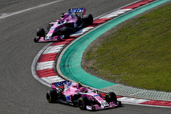 Esteban Ocon, Force India VJM11 and Sergio Perez, Force India VJM11