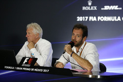 Charlie Whiting, FIA Delegate and Matteo Bonciani, FIA Media Delegate in the Press Conference discussing the Kimi Raikkonen, Ferrari and Max Verstappen, Red Bull Racing incident at United States Grand Prix