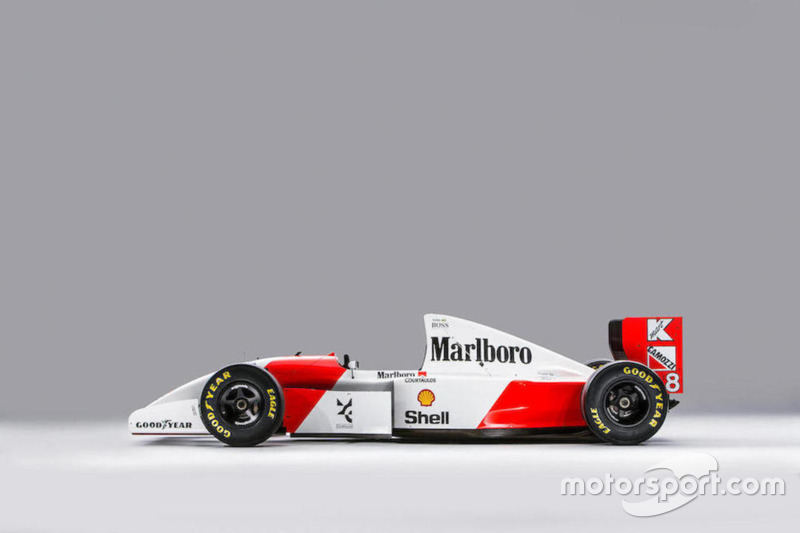 La McLaren-Cosworth Ford MP4/8A d'Ayrton Senna