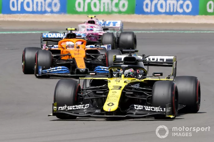 Daniel Ricciardo, Renault F1 Team R.S.20, Lando Norris, McLaren MCL35, Lance Stroll, Racing Point RP20 