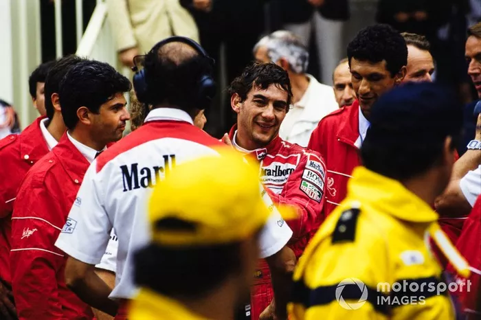Ayrton Senna fête sa 5e victoire à Monaco