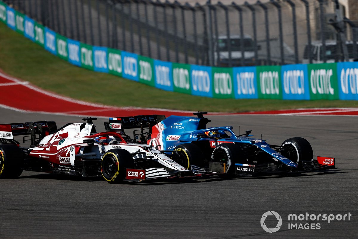 Fernando Alonso, Alpine A521, Kimi Raikkonen, Alfa Romeo Racing C41