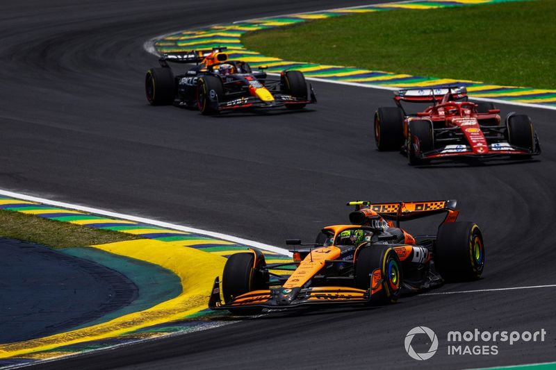 Lando Norris, McLaren MCL38, Charles Leclerc, Ferrari SF-24, Max Verstappen, Red Bull Racing RB20