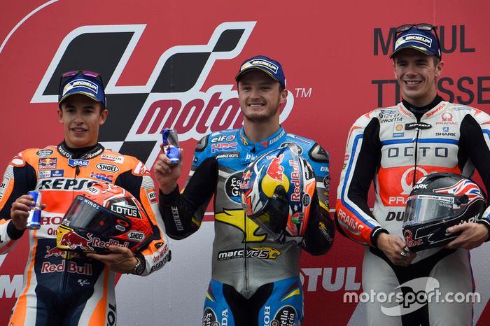 Podium: ganador, Jack Miller, Marc VDS Racing Honda, segundo, Marc Márquez, Repsol Honda Team, tercero, Scott Redding, Pramac Racing