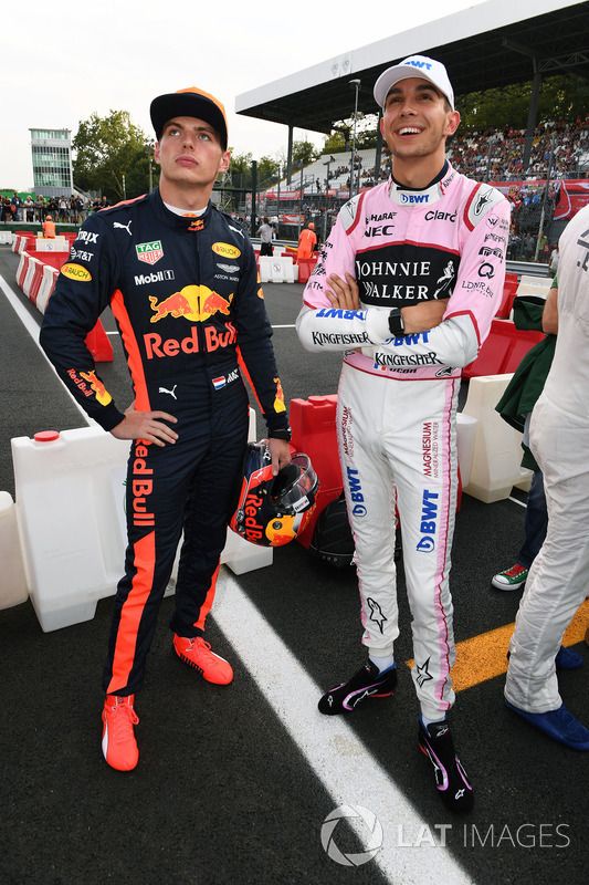 Max Verstappen, Red Bull Racing and Esteban Ocon, Sahara Force India F1