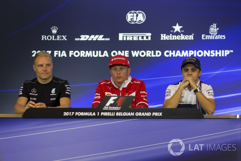 Valtteri Bottas, Mercedes AMG F1 Kimi Raikkonen, Ferrari and Felipe Massa, Williams in the Press Conference