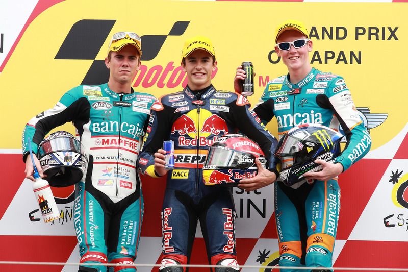 Podium : 1er Marc Márquez, 2e Nico Terol, 3e Bradley Smith