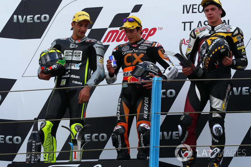 Podium : 1er Marc Márquez, 2e Andrea Iannone, 3e Scott Redding