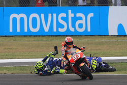 Marc Marquez, Repsol Honda Team, Valentino Rossi, Yamaha Factory Racing crashes