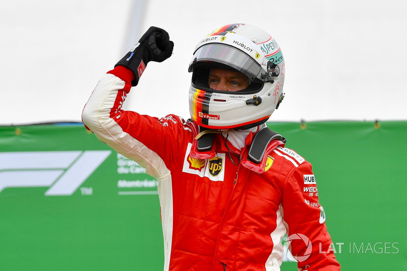 Race winner Sebastian Vettel, Ferrari celebrates in parc ferme