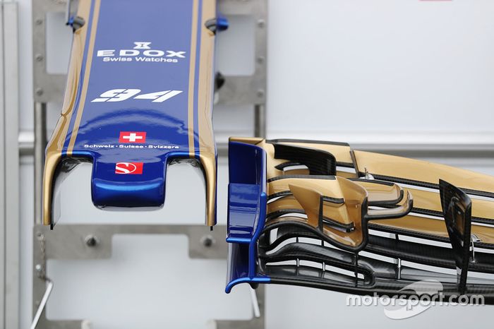 Detalle del alerón delantero del Sauber