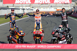 2016 World Champions Brad Binder, Red Bull KTM Ajo, KTM, Marc Marquez, Repsol Honda Team, Johann Zar