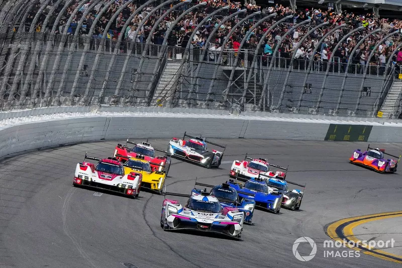 #60 Meyer Shank Racing w/ Curb Agajanian Acura ARX-06: Tom Blomqvist, Colin Braun, Helio Castroneves, Simon Pagenaud, #7 Team Penske Porsche 963: Matt Campbell, Felipe Nasr, Michael Christensen, #10 Wayne Taylor Racing Acura ARX-06: Ricky Taylor, Filipe Albuquerque, Louis Deletraz, Brendon Hartley, #01 Cadillac Chip Ganassi Racing Cadillac V-LMDh: Sebastien Bourdais, Renger van der Zande, Scott Dixon