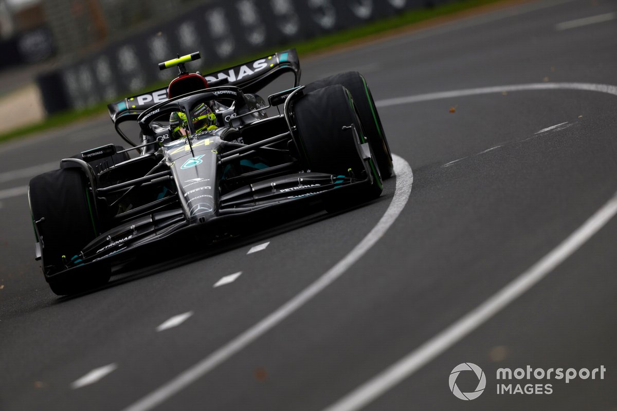 Hamilton muscled his Mercedes into second in the FP1 times