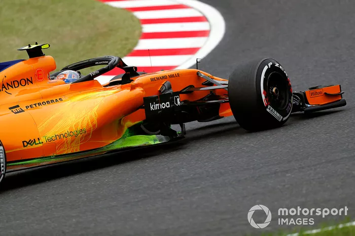 Lando Norris, McLaren MCL33, con parafina