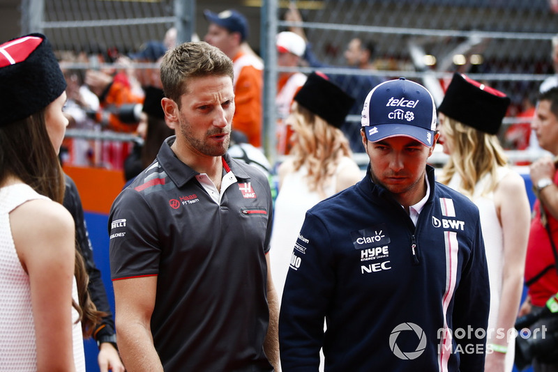 Romain Grosjean, Haas F1 Team, Sergio Pérez, Racing Point Force India
