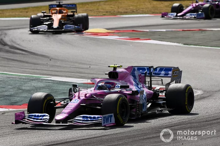 Lance Stroll, Racing Point RP20, Carlos Sainz Jr., McLaren MCL35, Sergio Pérez, Racing Point RP20