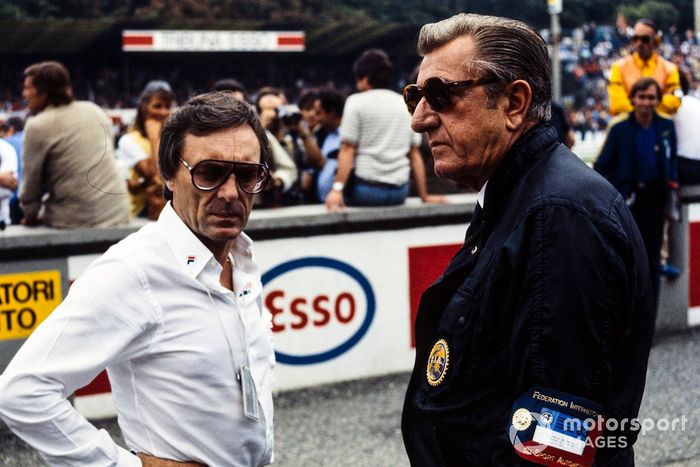 El presidente de FOCA Bernie Ecclestone con el presidente de FISA Jean-Marie Balestre