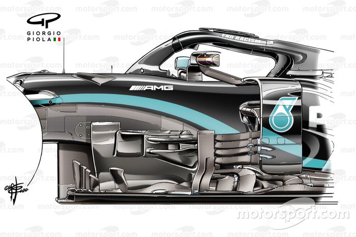 Mercedes AMG F1 W11 bargeboard at Spa