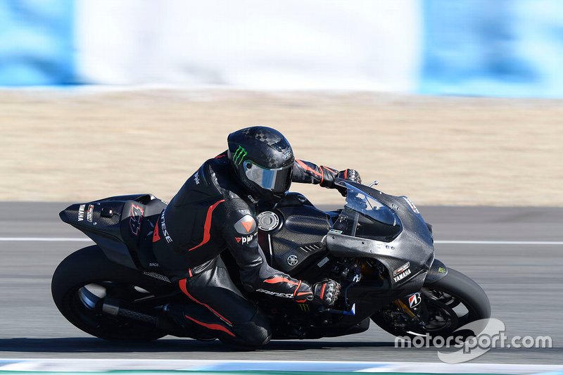 Lewis Hamilton testing the Yamaha Superbike
