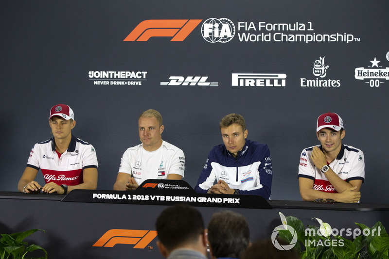 Marcus Ericsson, Sauber, Valtteri Bottas, Mercedes AMG F1, Sergey Sirotkin, Williams Racing and Charles Leclerc, Sauber in the press conference