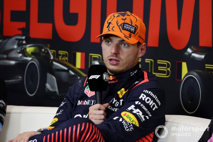 Max Verstappen, Red Bull Racing, 1ª posición, en la rueda de prensa posterior al Sprint