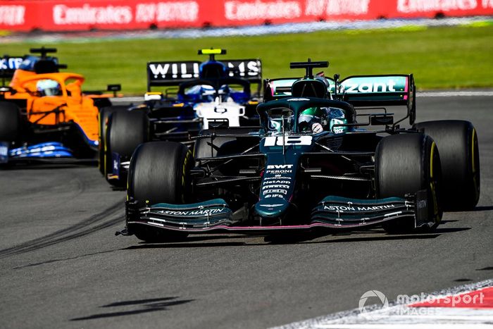 Lance Stroll, Aston Martin AMR21, Nicholas Latifi, Williams FW43B, Daniel Ricciardo, McLaren MCL35M