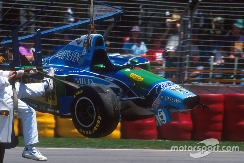 Michael Schumacher, Benetton B194 Ford after the crash