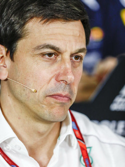 Toto Wolff, directeur exécutif, Mercedes AMG, lors de la conférence de presse