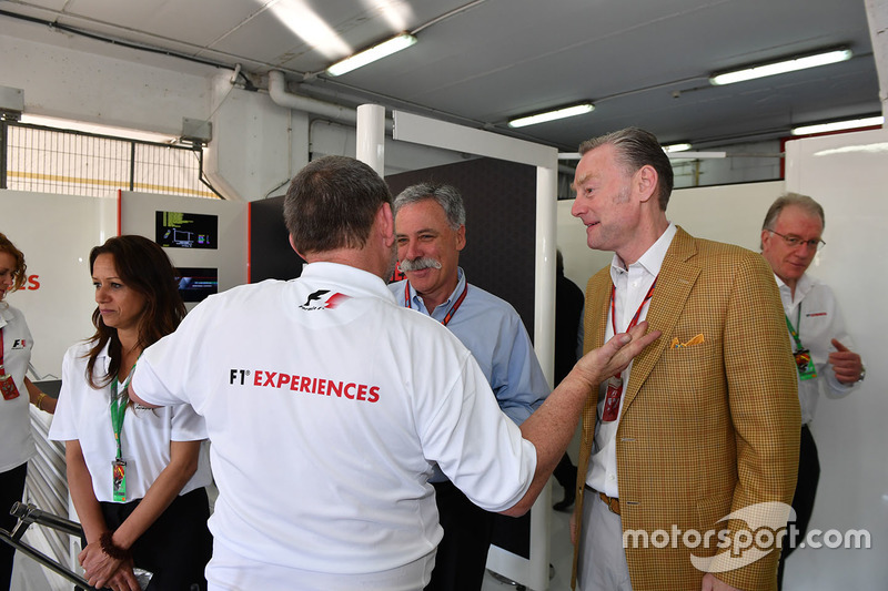 Paul Stoddart, Chase Carey, Chief Executive Officer and Executive Chairman of the Formula One Group and Sean Bratches, Formula One Managing Director, Commercial Operations