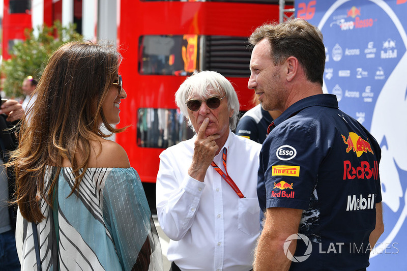 Bernie Ecclestone, wife Fabiana Ecclestone, Christian Horner, Red Bull Racing Team Principal